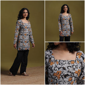 Cotton hand batik short kurta for women 04 - handcrafted