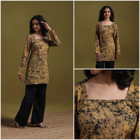 Cotton hand batik short kurta for women 03 - handcrafted