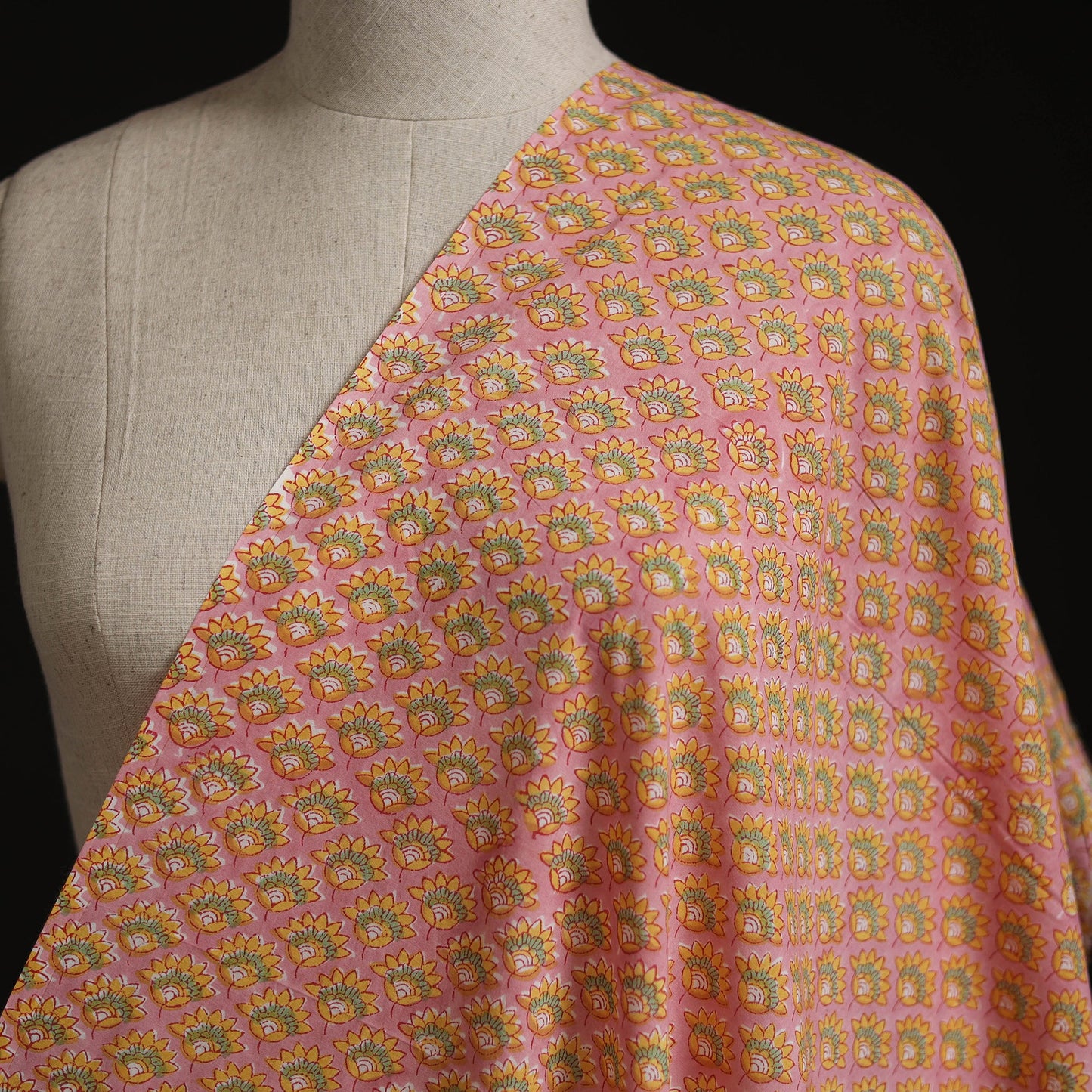 Cotton hand block sanganeri print fabric 01 - handcrafted