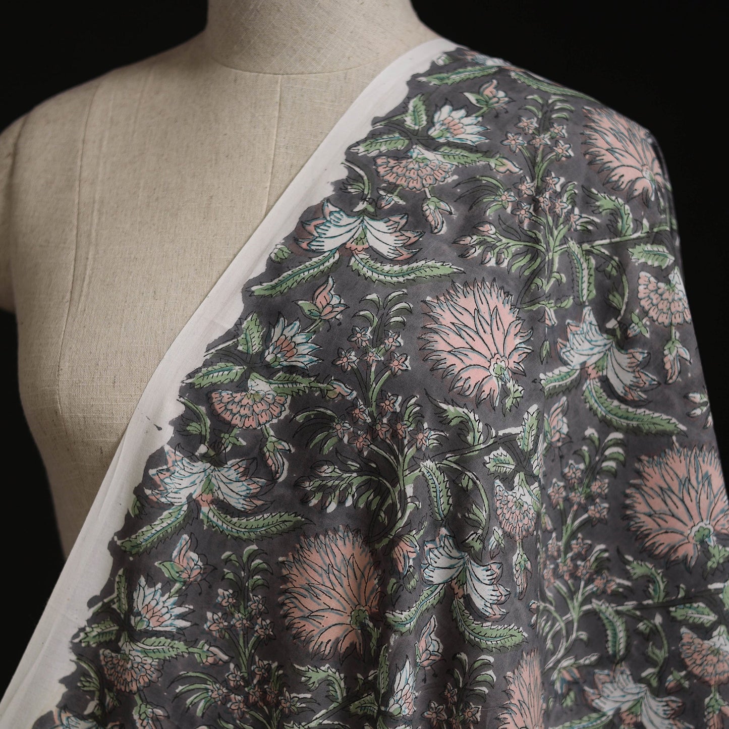 Cotton hand block sanganeri print fabric 11 - handcrafted