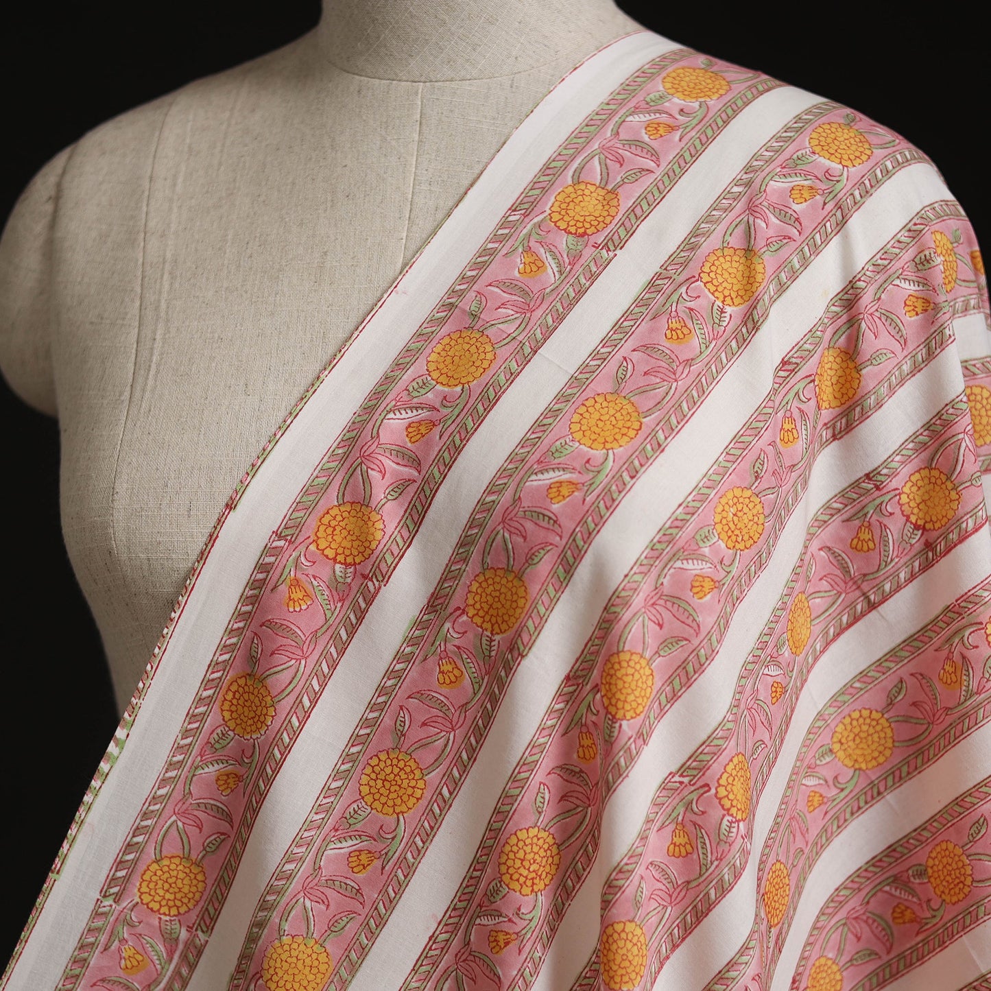Cotton hand block sanganeri print fabric 15 - handcrafted