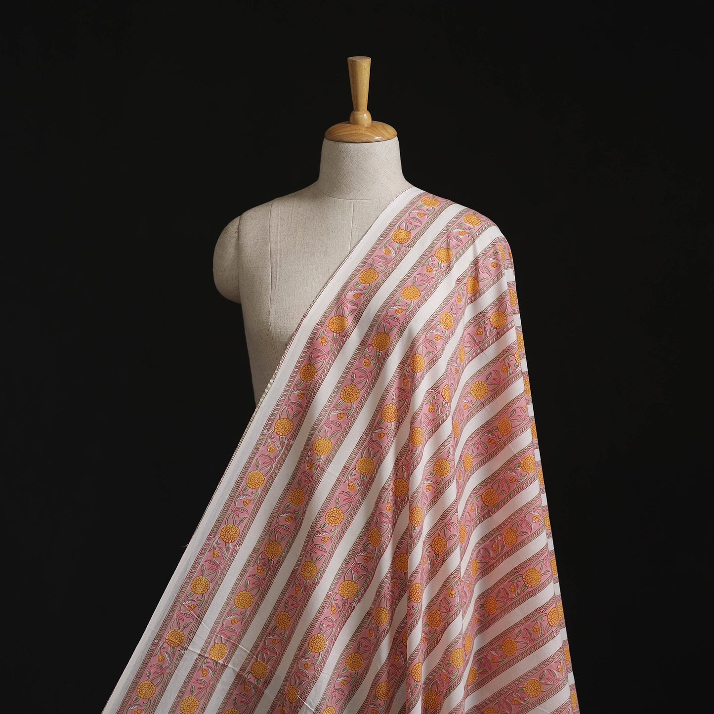 Cotton hand block sanganeri print fabric 15 - handcrafted