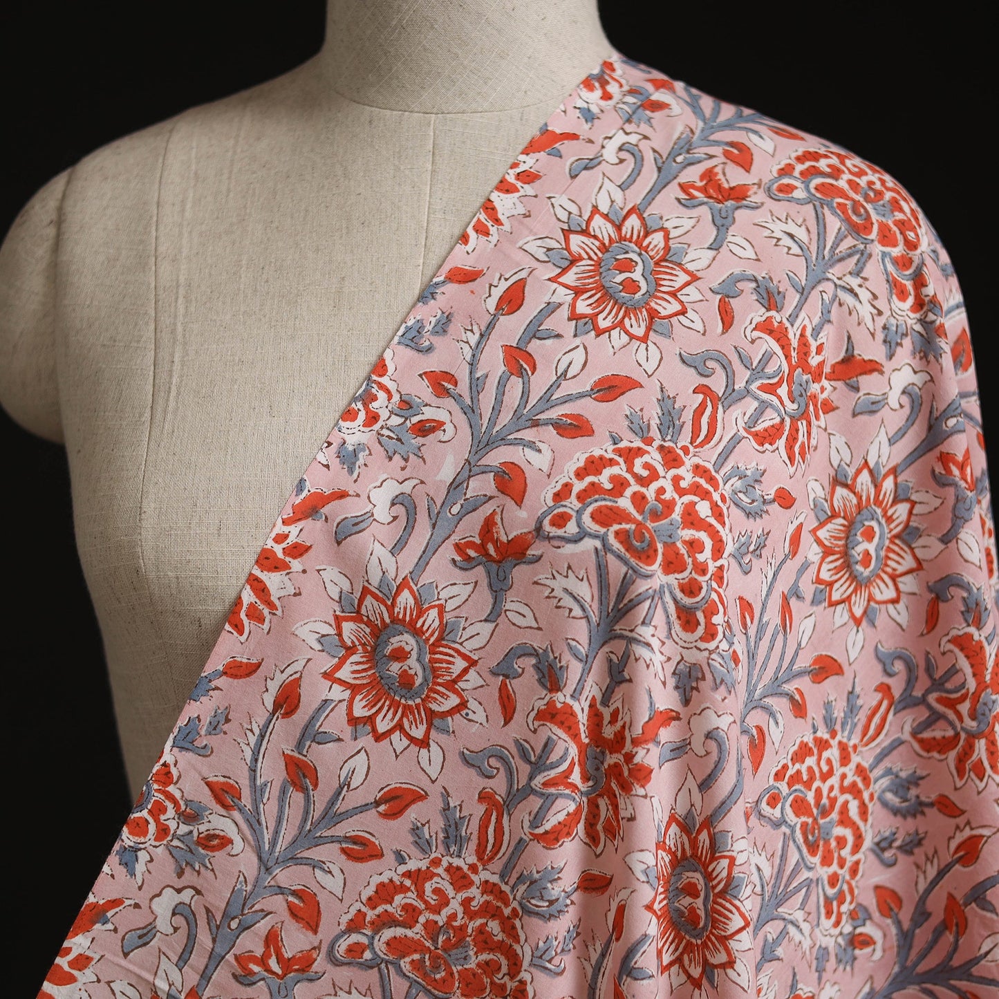Cotton hand block sanganeri print fabric 16 - handcrafted