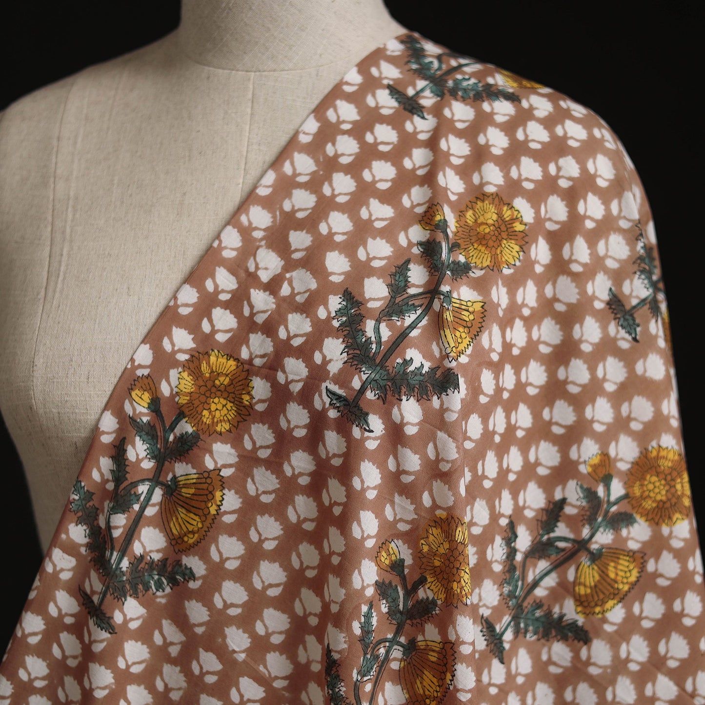 Cotton hand block sanganeri print fabric 18 - handcrafted
