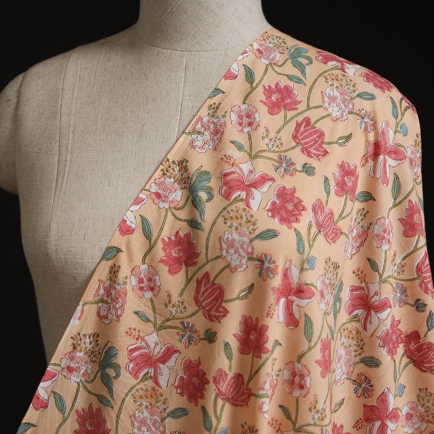 Cotton hand block sanganeri print fabric 23 - handcrafted