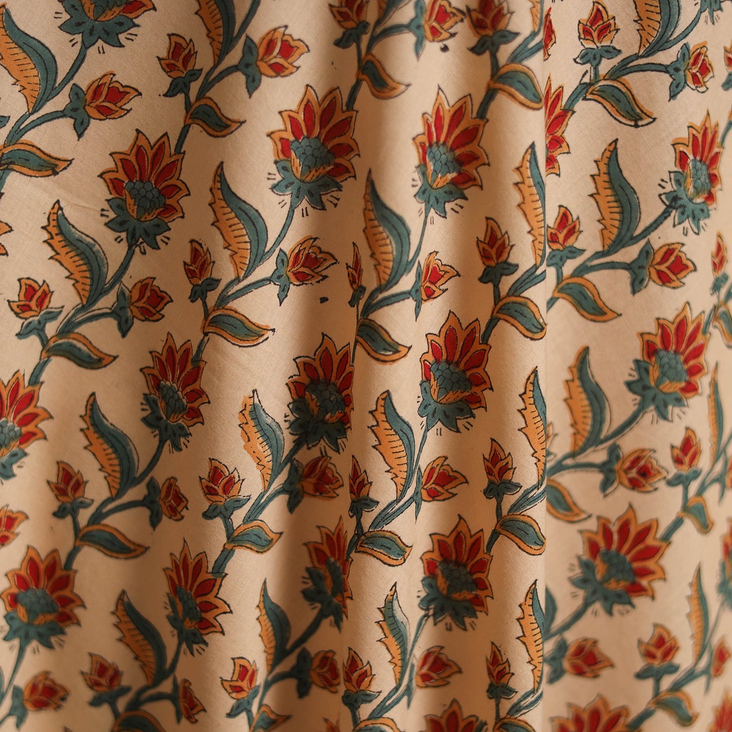 Cotton hand block sanganeri print fabric 25 - handcrafted