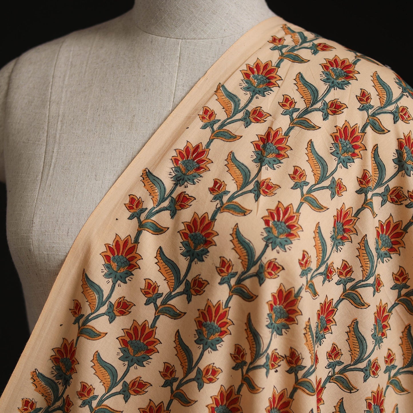 Cotton hand block sanganeri print fabric 25 - handcrafted