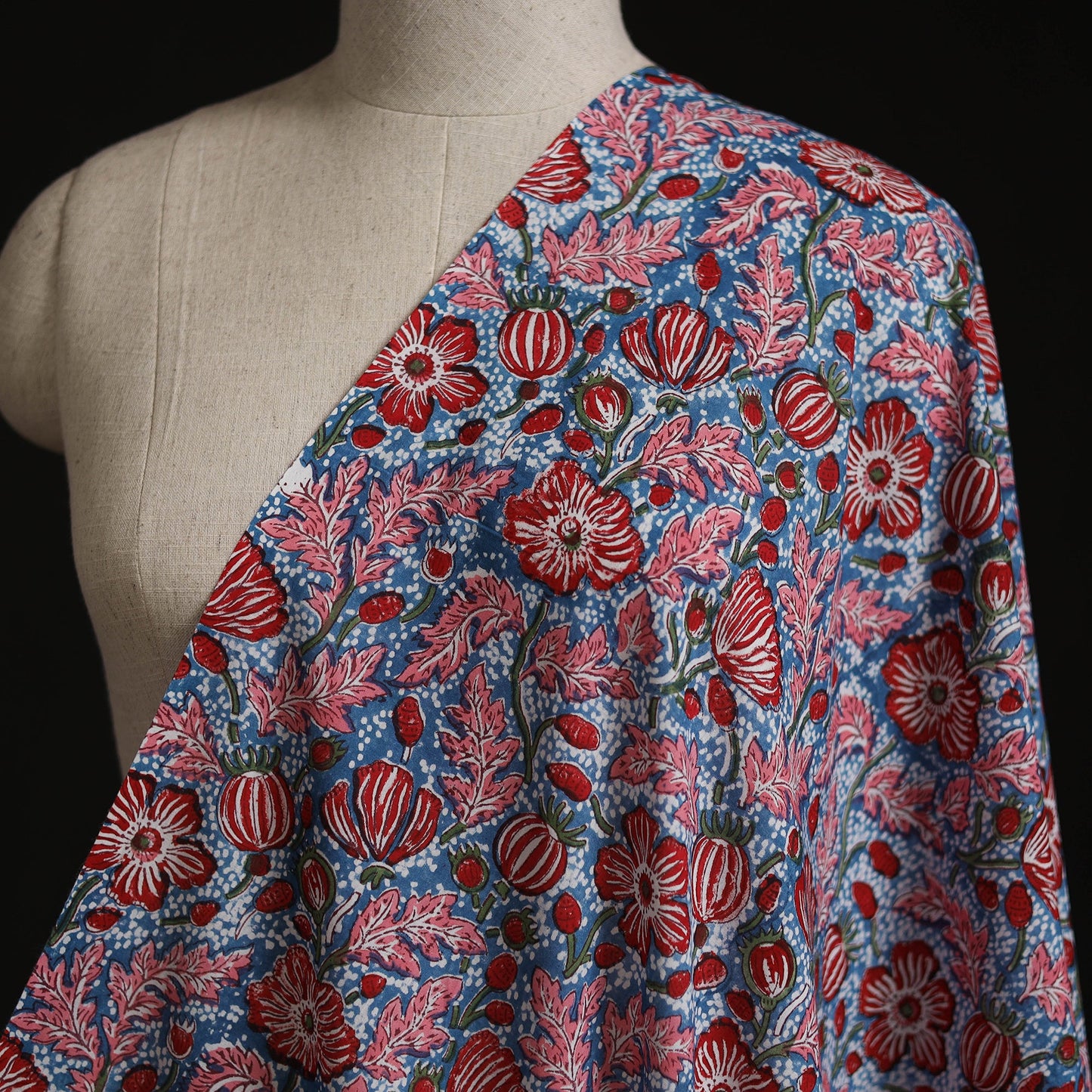 Cotton hand block sanganeri print fabric 26 - handcrafted