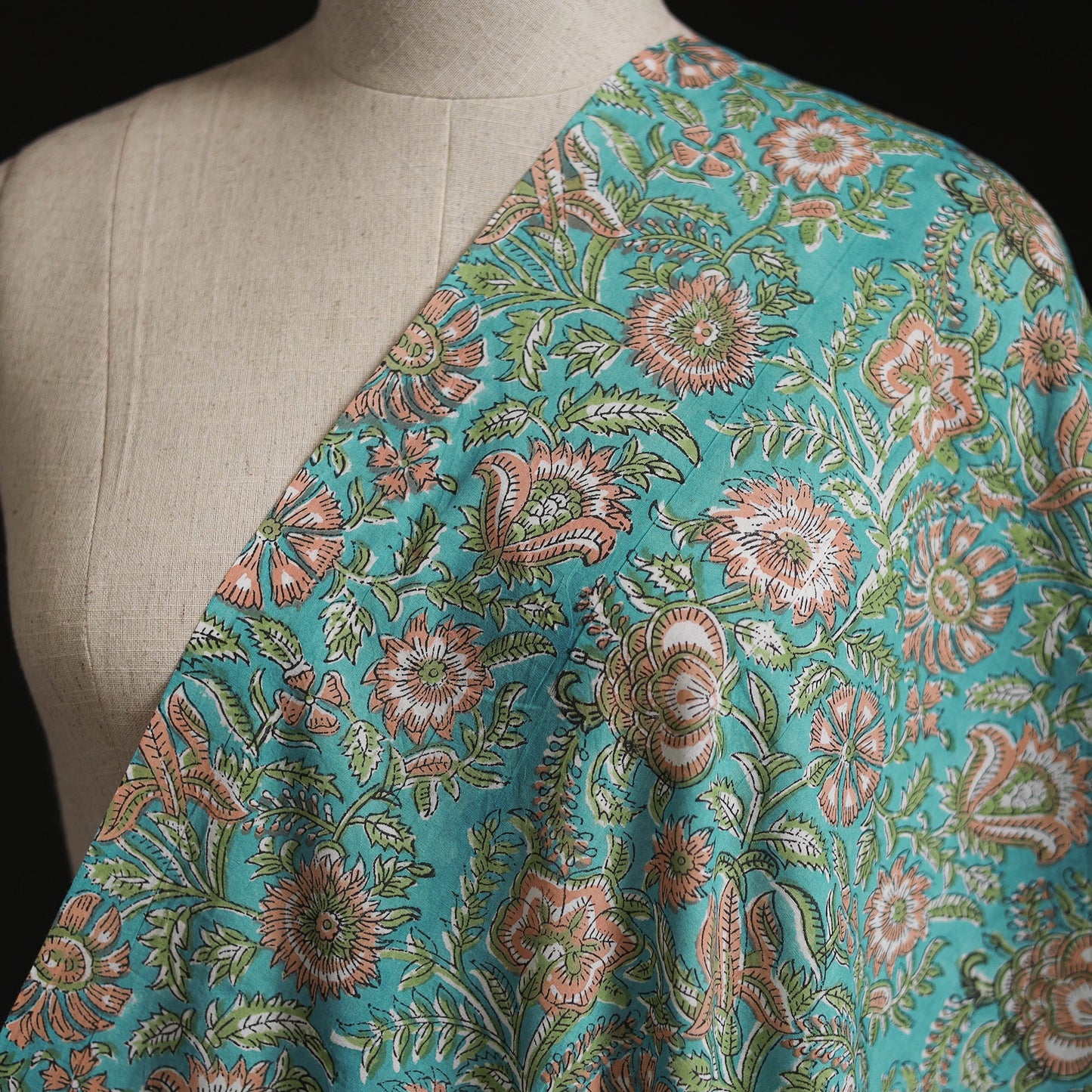Cotton hand block sanganeri print fabric 33 - handcrafted