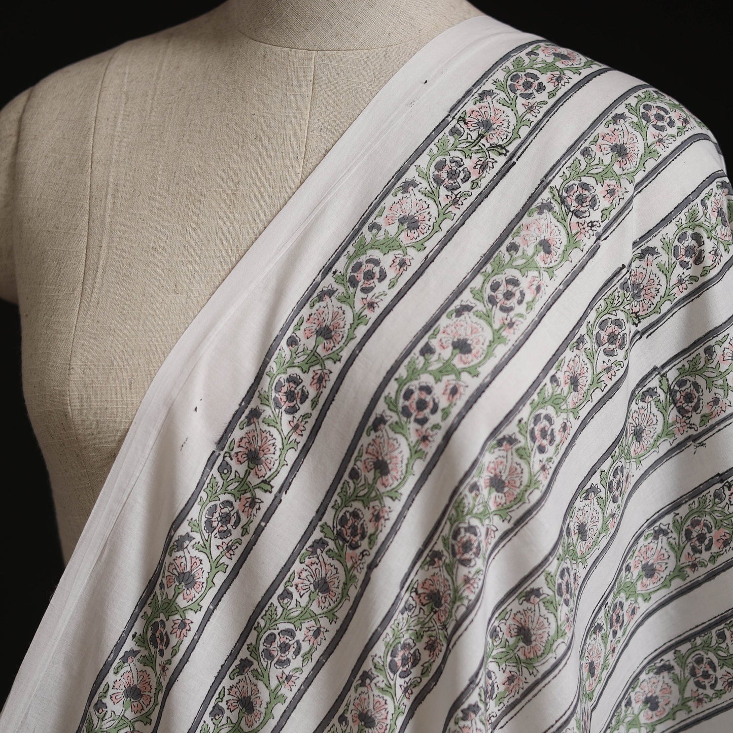 Cotton hand block sanganeri print fabric 38 - handcrafted