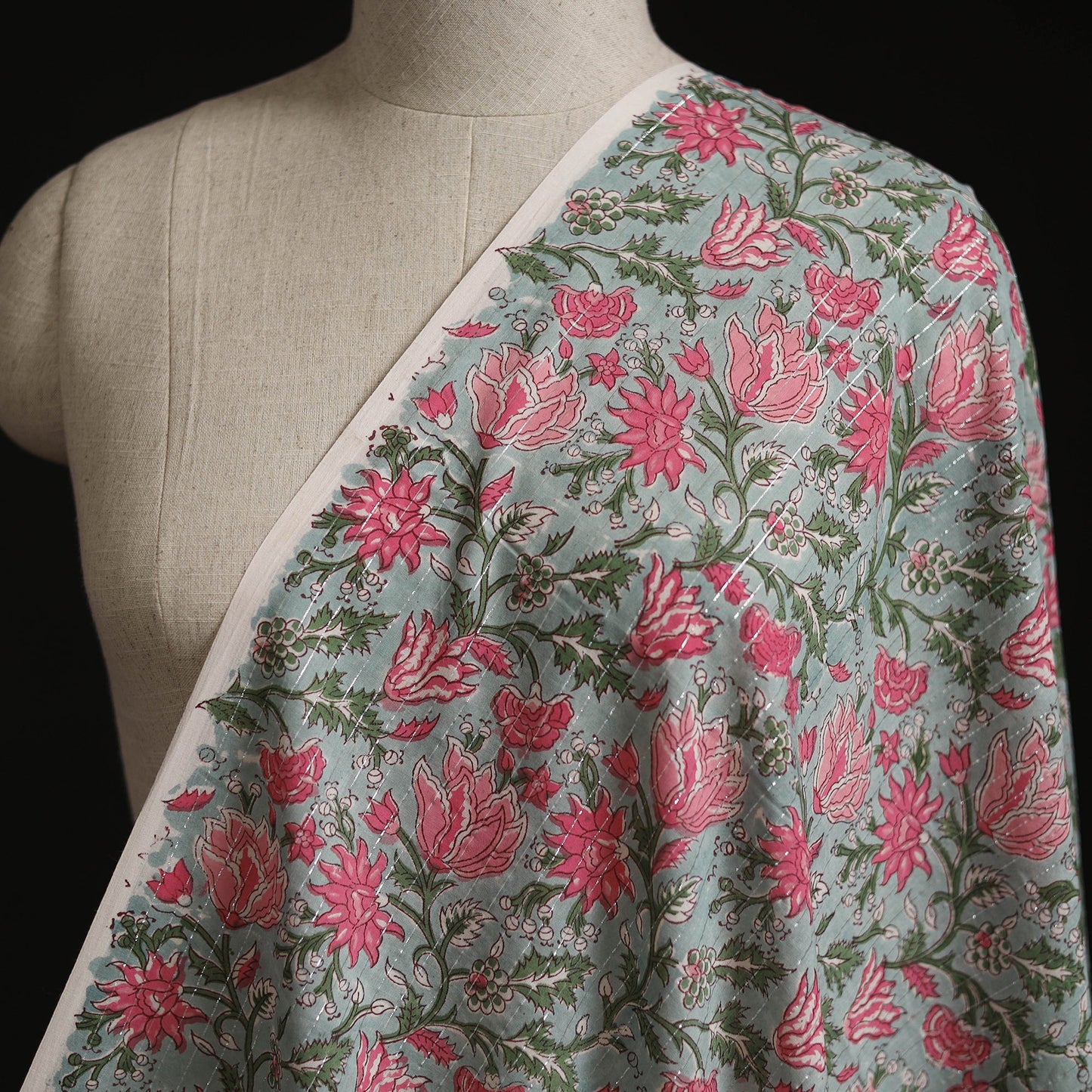 Cotton hand block sanganeri print fabric 42 - handcrafted