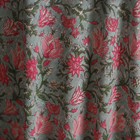 Cotton hand block sanganeri print fabric 42 - handcrafted
