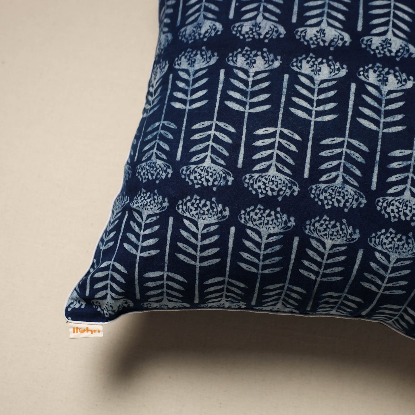 Cotton indigo bagru cushion cover 75 - handcrafted