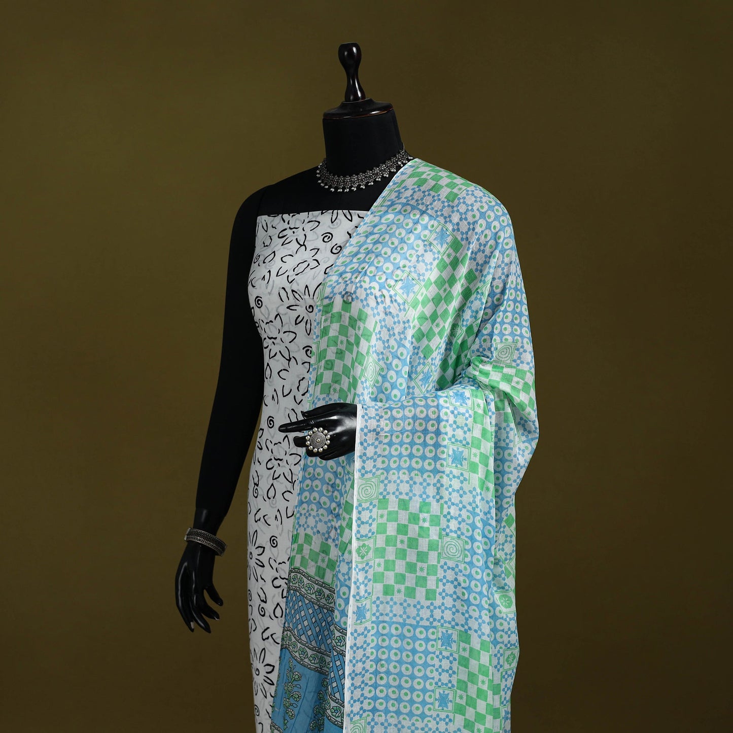 Cotton jaipur printed dupatta 01 - handcrafted