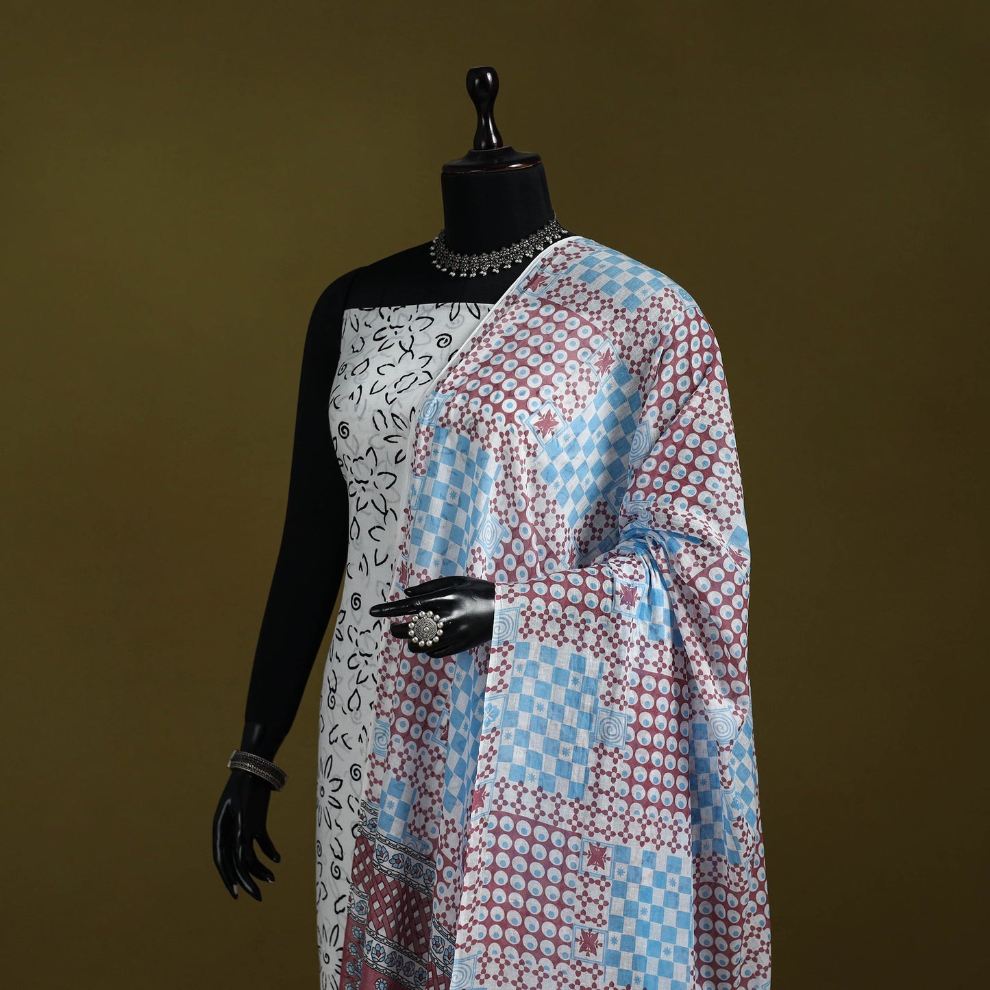 Cotton jaipur printed dupatta 04 - handcrafted