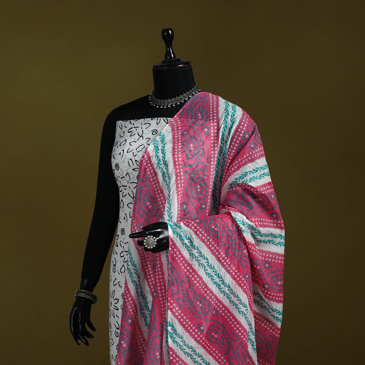 Cotton jaipur printed dupatta 05 - handcrafted