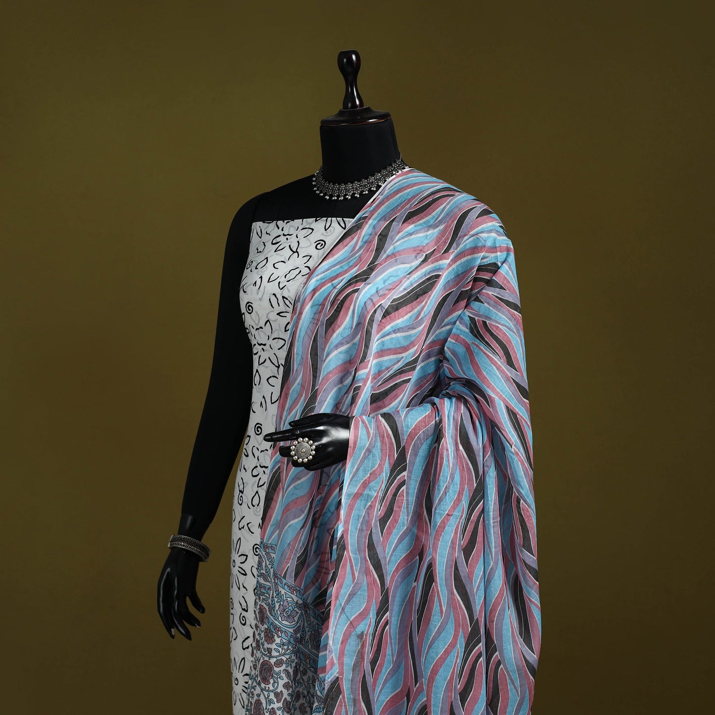 Cotton jaipur printed dupatta 10 - handcrafted