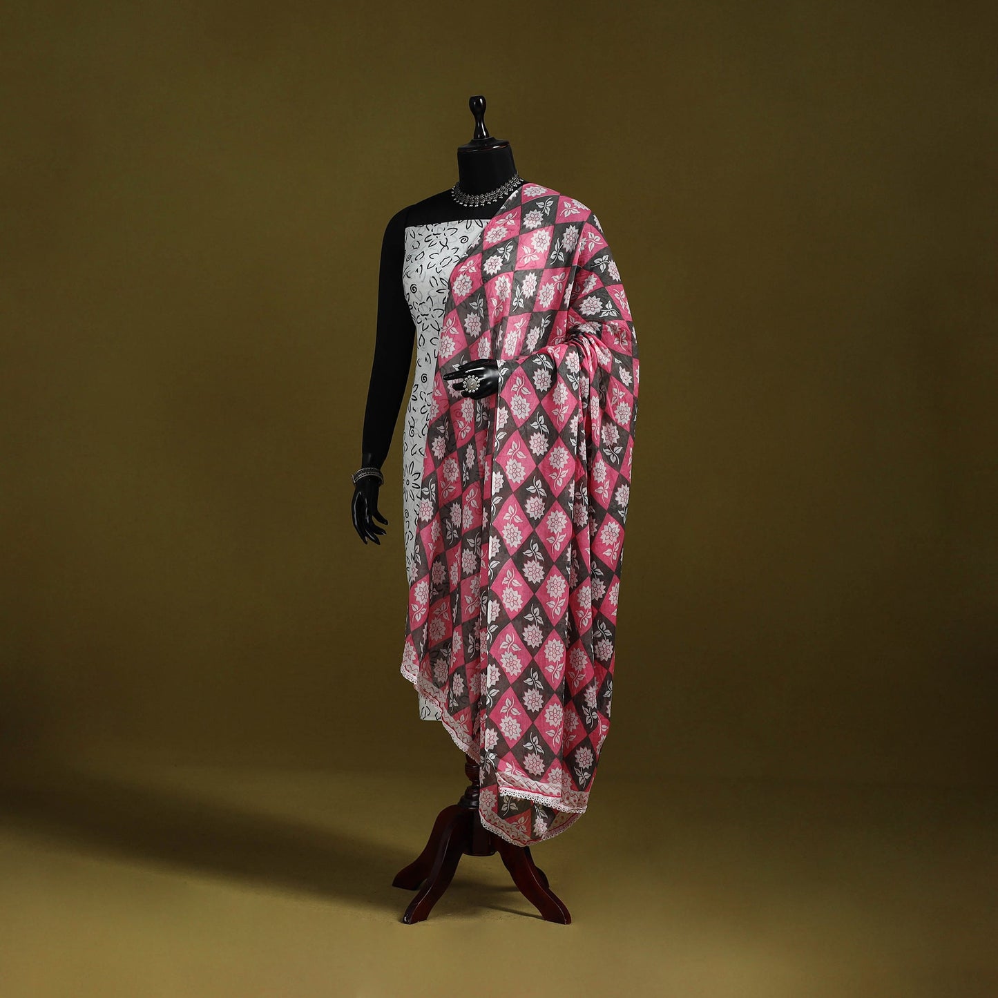 Cotton jaipur printed dupatta 101 - handcrafted