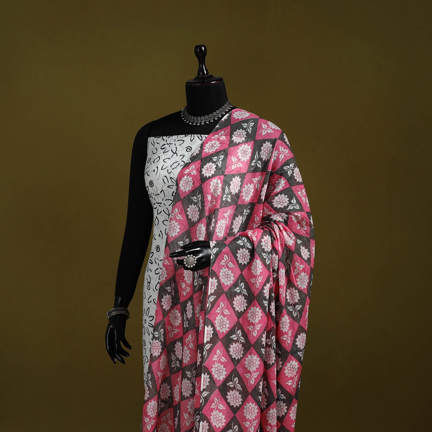 Cotton jaipur printed dupatta 101 - handcrafted