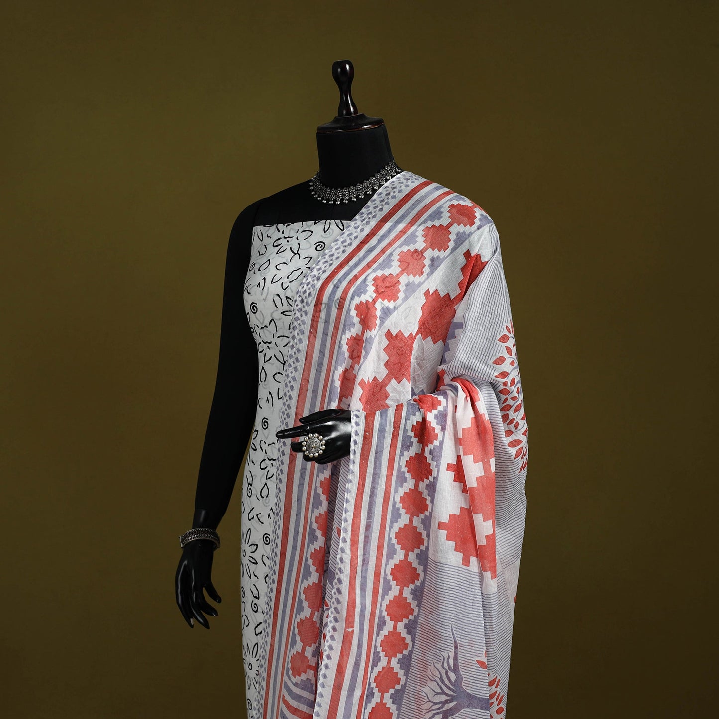 Cotton jaipur printed dupatta 105 - handcrafted