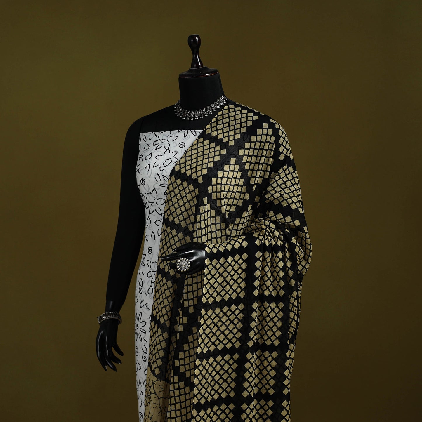 Cotton jaipur printed dupatta 118 - handcrafted