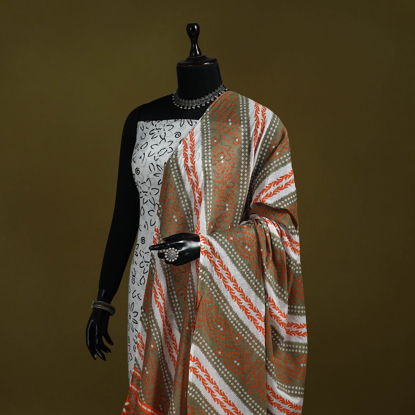 Cotton jaipur printed dupatta 12 - handcrafted