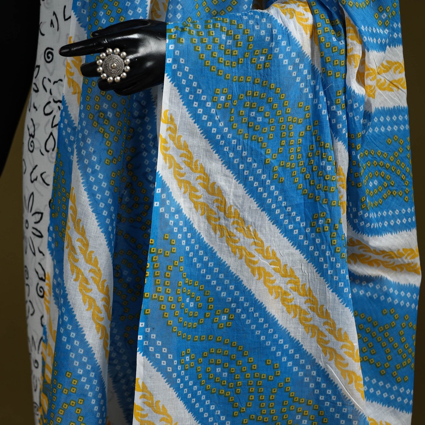 Cotton jaipur printed dupatta 13 - handcrafted