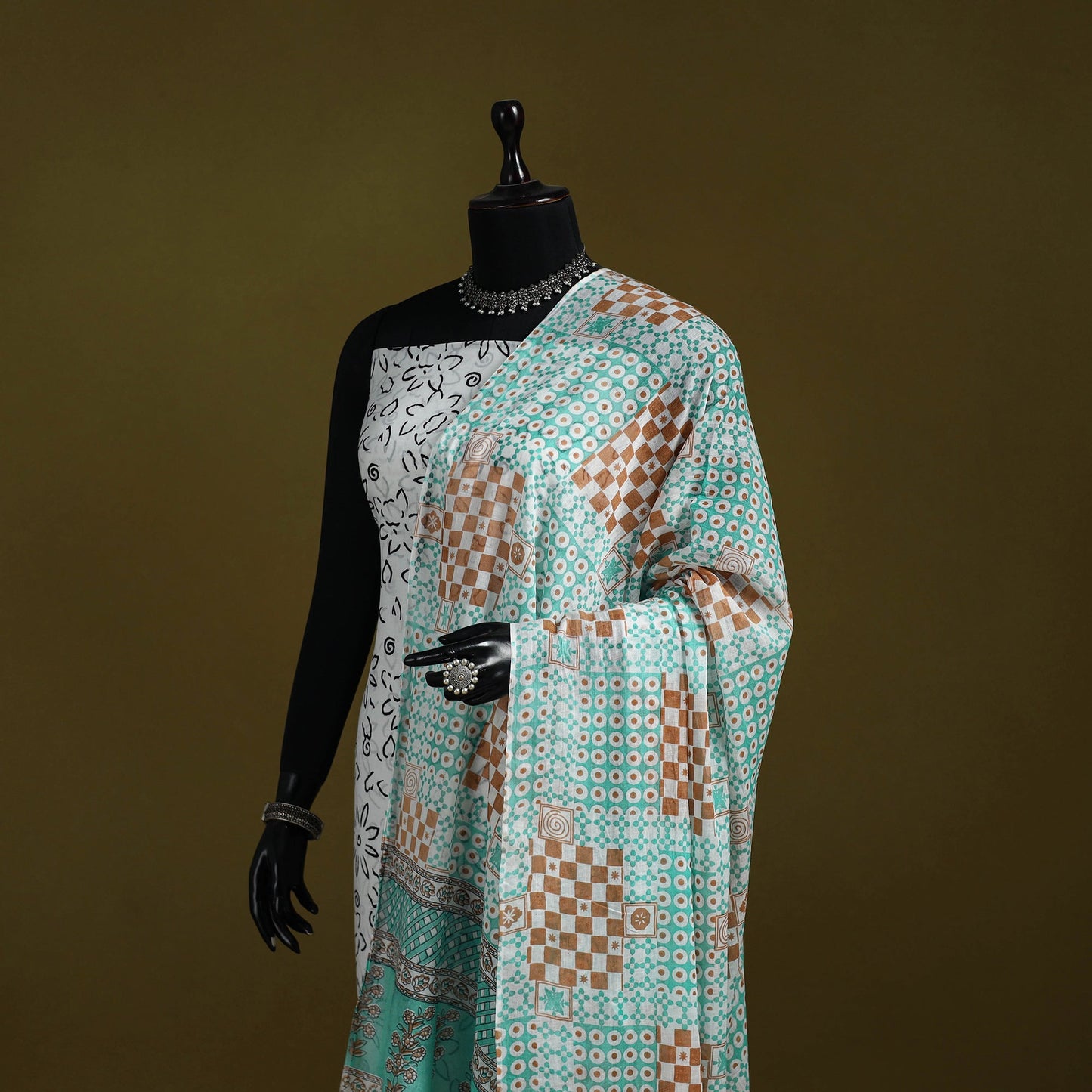 Cotton jaipur printed dupatta 14 - handcrafted
