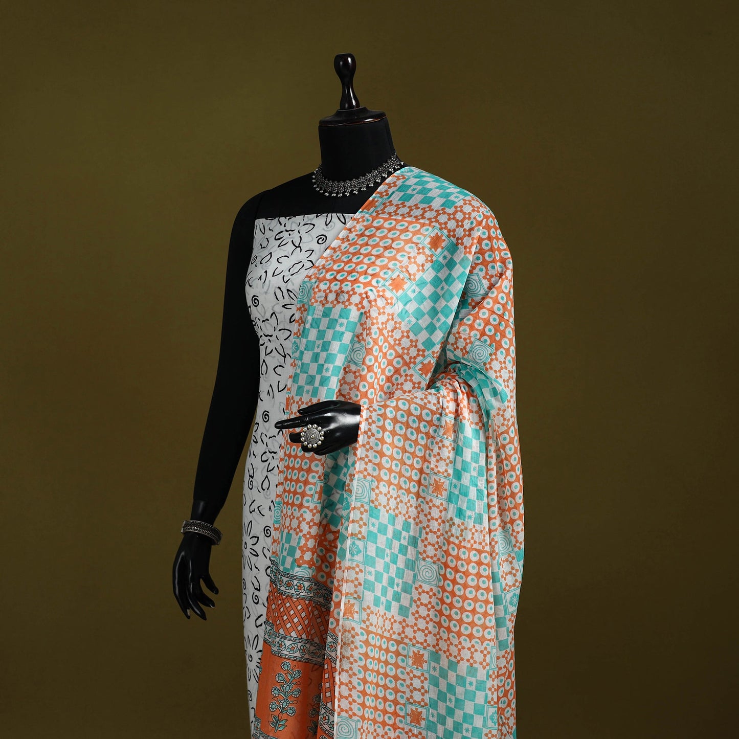 Cotton jaipur printed dupatta 17 - handcrafted