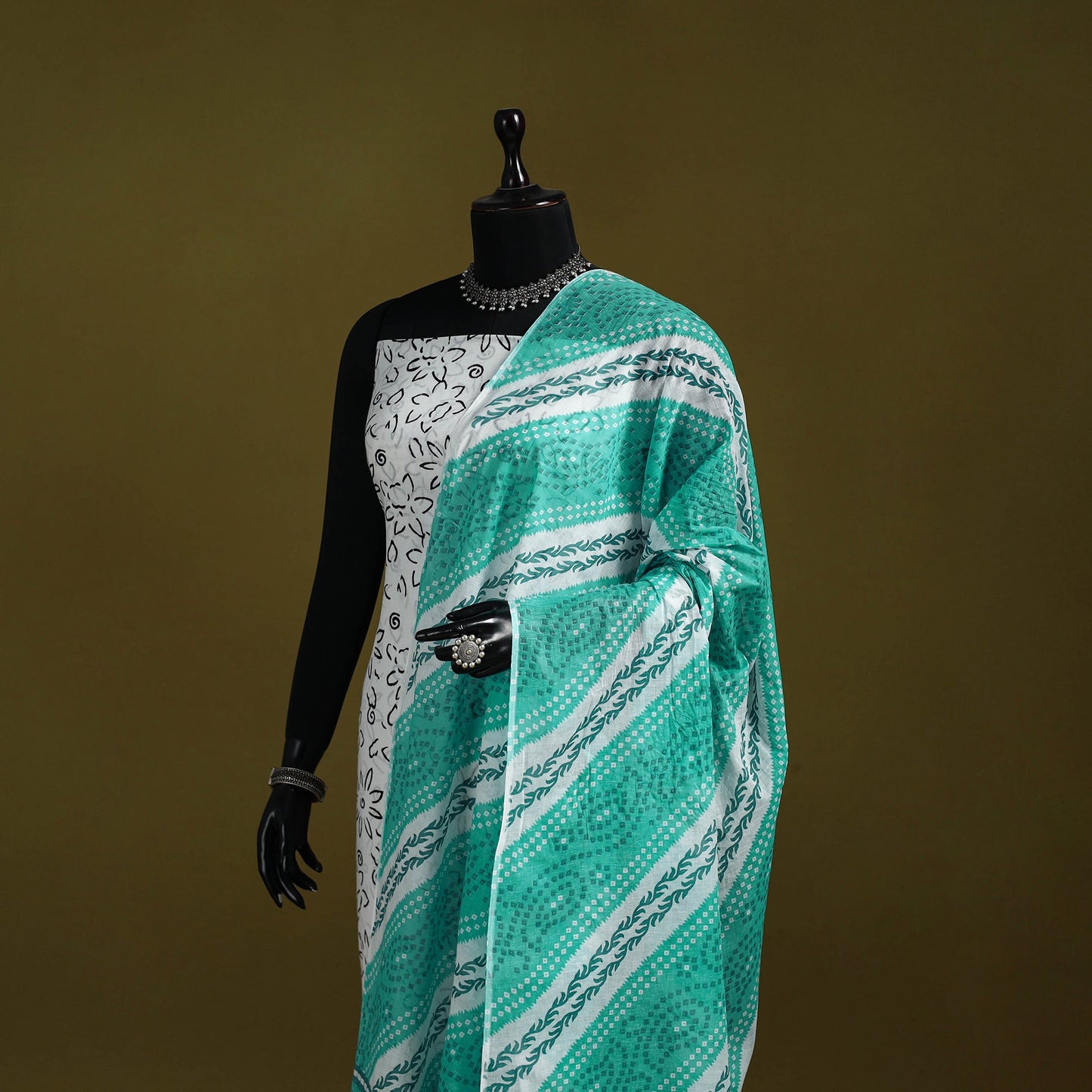 Cotton jaipur printed dupatta 18 - handcrafted