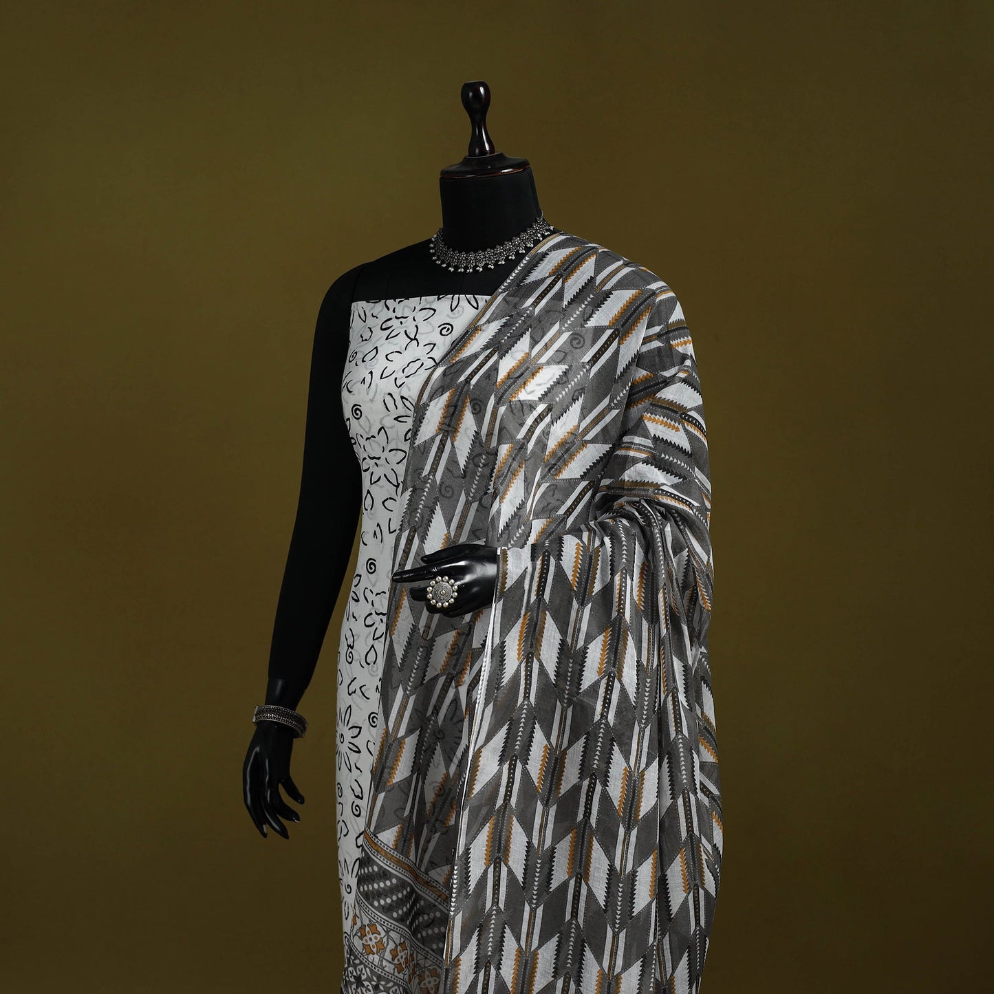 Cotton jaipur printed dupatta 23 - handcrafted