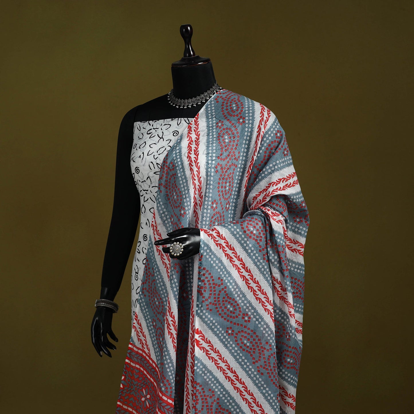 Cotton jaipur printed dupatta 24 - handcrafted