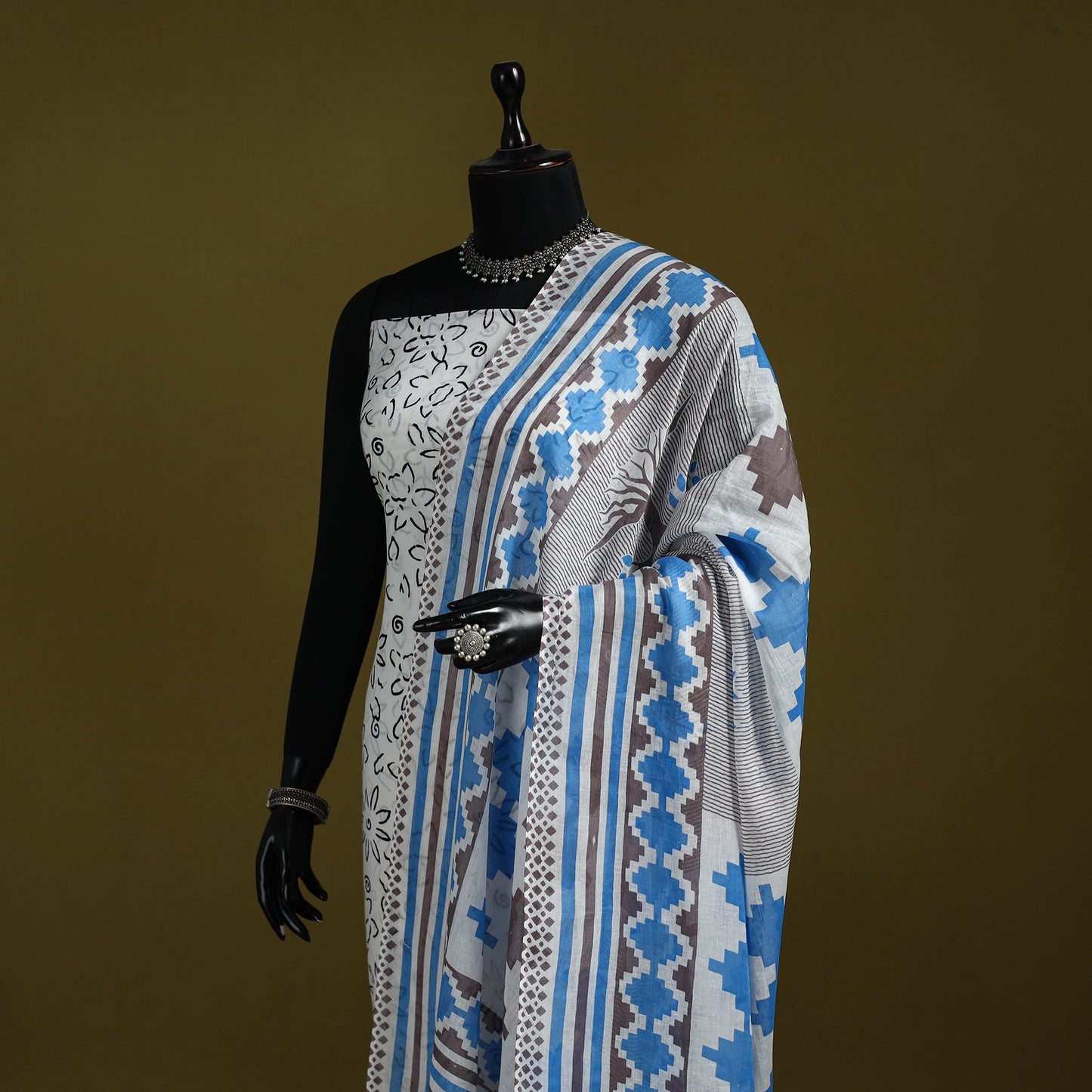 Cotton jaipur printed dupatta 25 - handcrafted