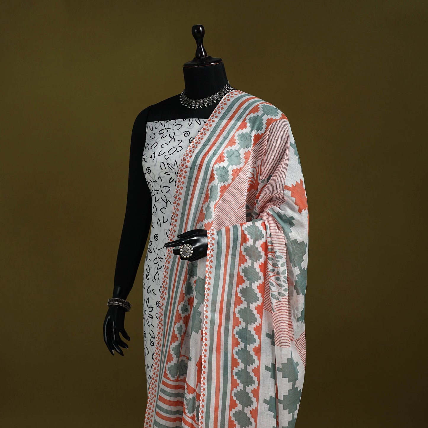 Cotton jaipur printed dupatta 28 - handcrafted