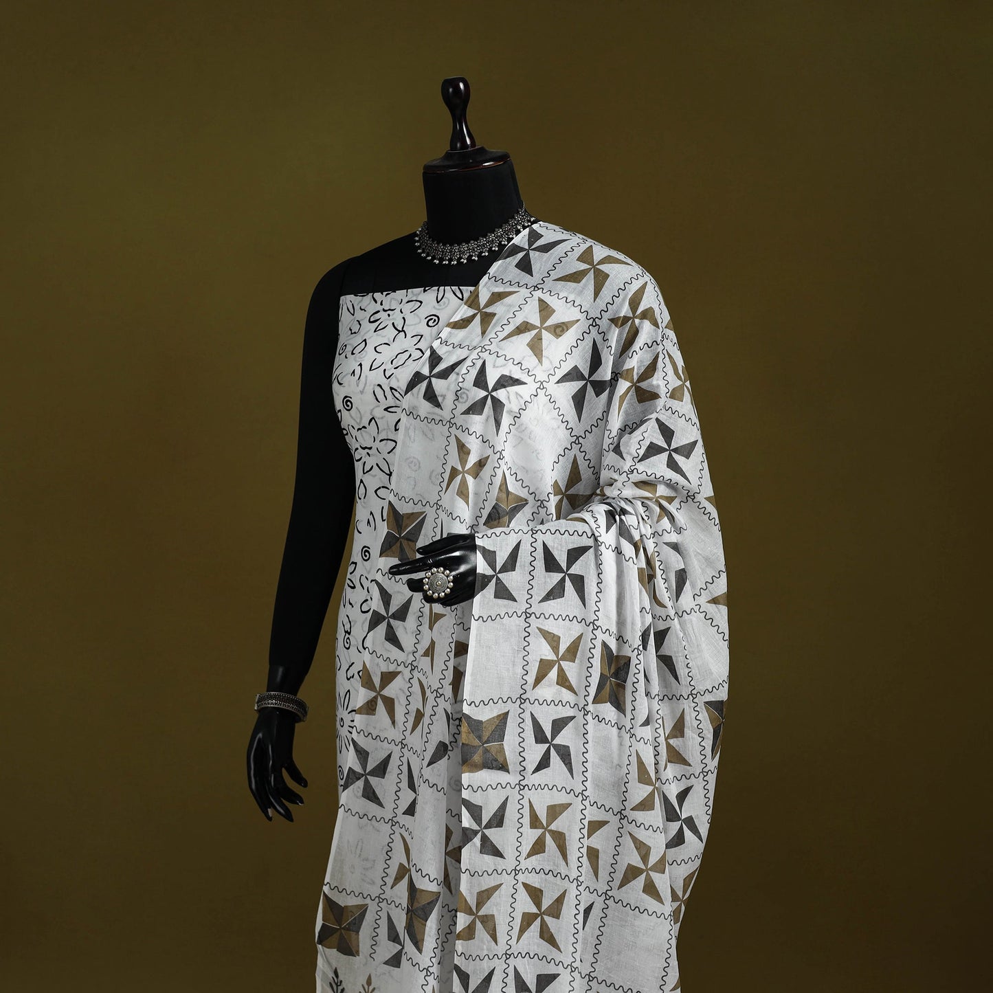 Cotton jaipur printed dupatta 32 - handcrafted