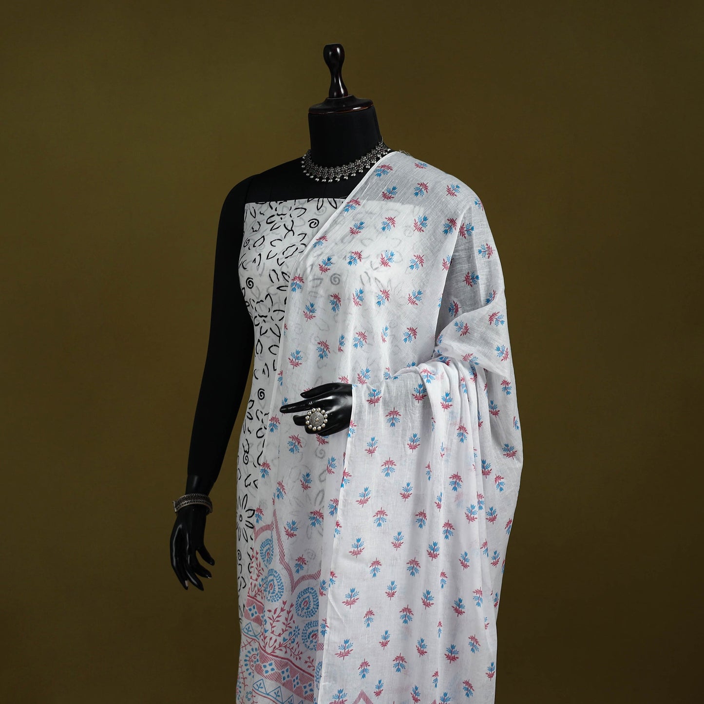 Cotton jaipur printed dupatta 34 - handcrafted