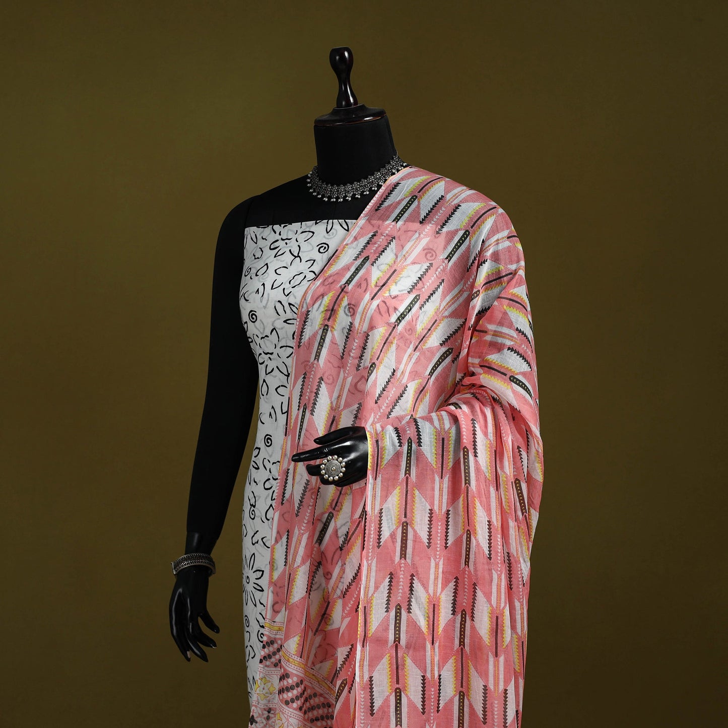 Cotton jaipur printed dupatta 35 - handcrafted