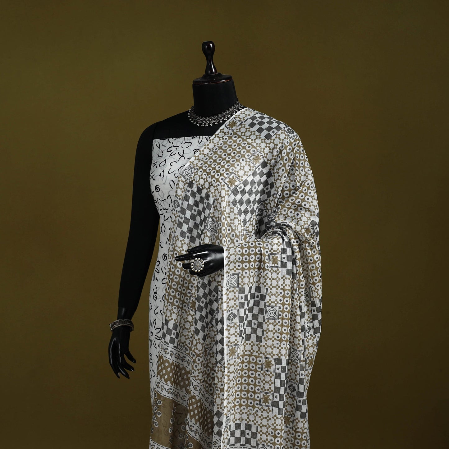 Cotton jaipur printed dupatta 40 - handcrafted