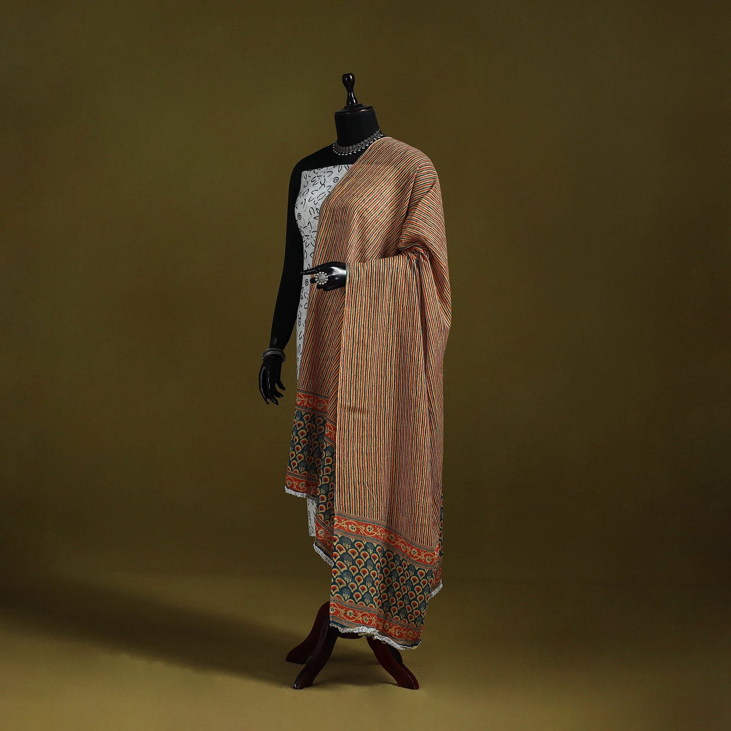 Cotton jaipur printed dupatta 42 - handcrafted