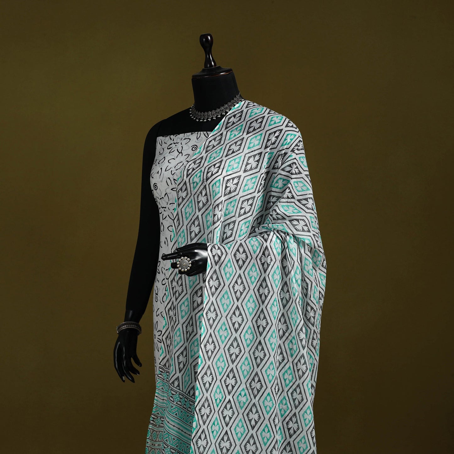 Cotton jaipur printed dupatta 43 - handcrafted