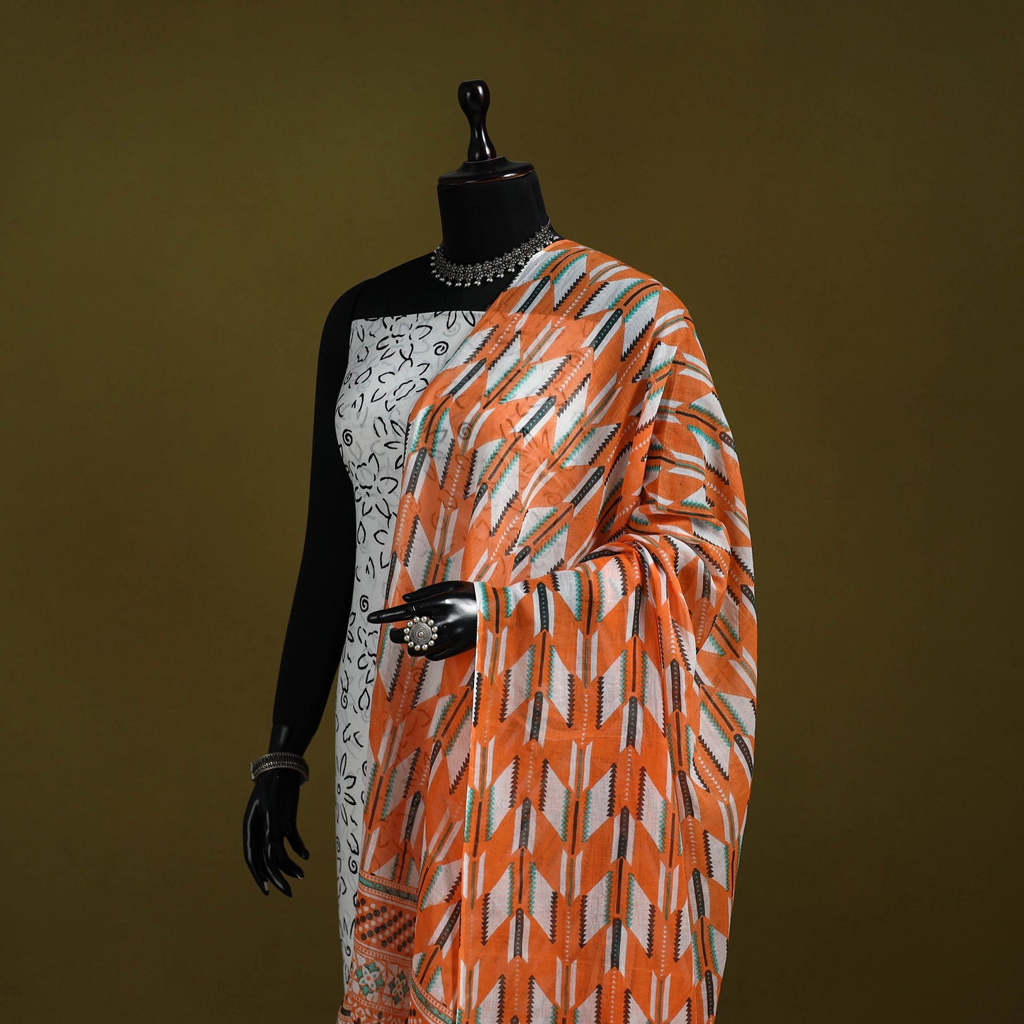 Cotton jaipur printed dupatta 78 - handcrafted