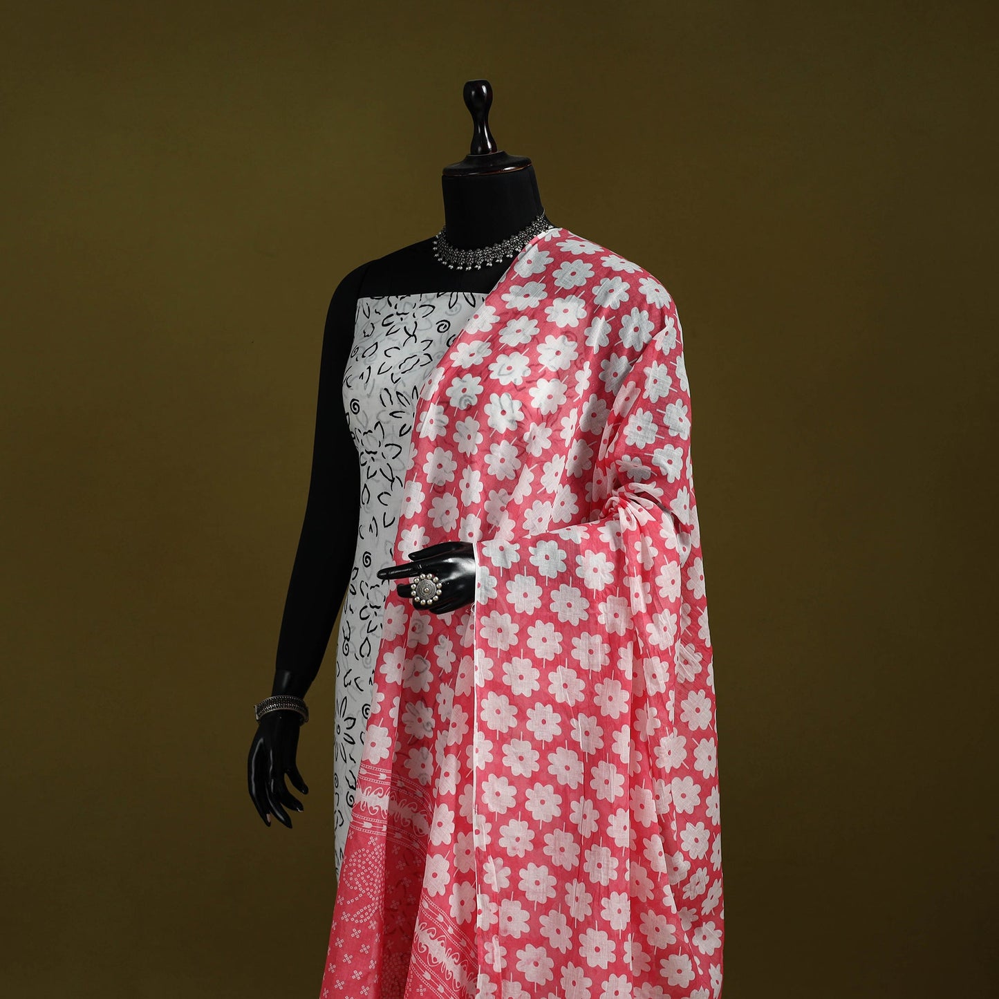 Cotton jaipur printed dupatta 87 - handcrafted