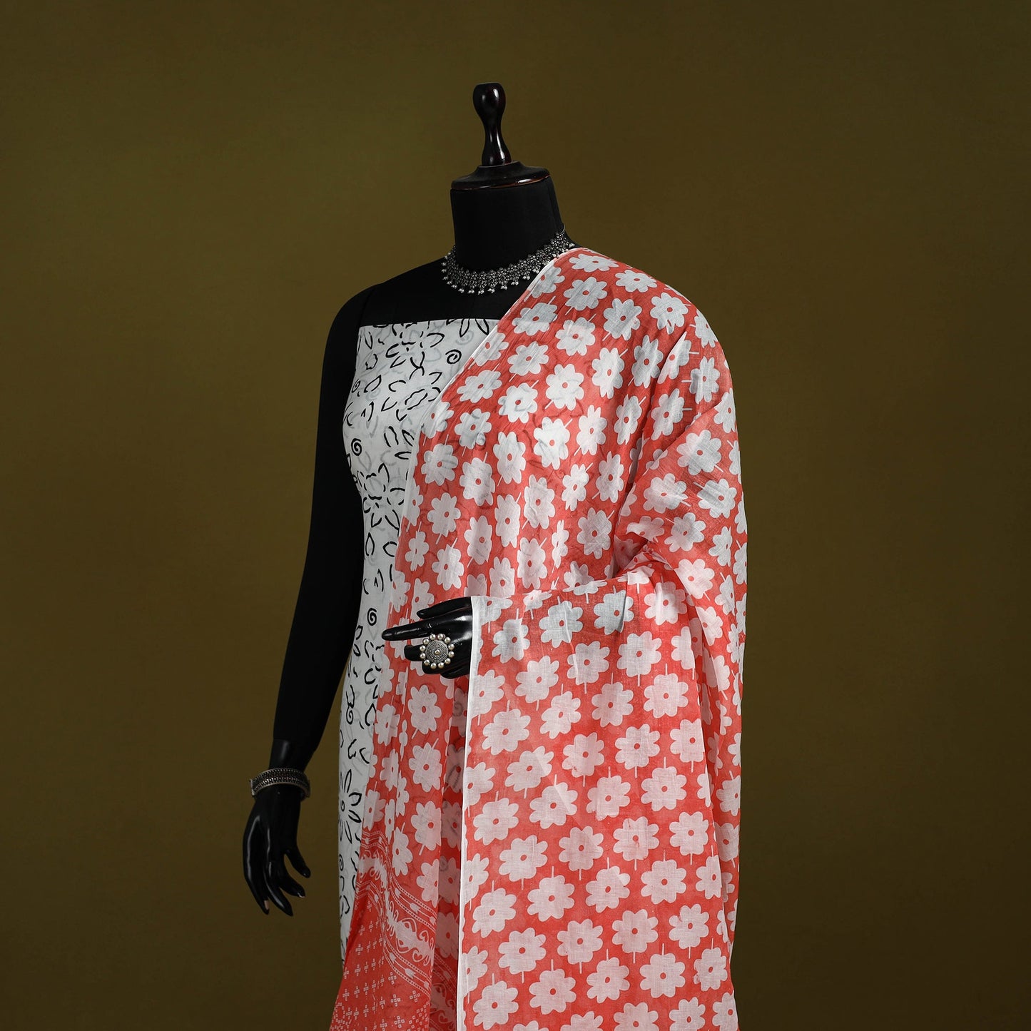 Cotton jaipur printed dupatta 89 - handcrafted