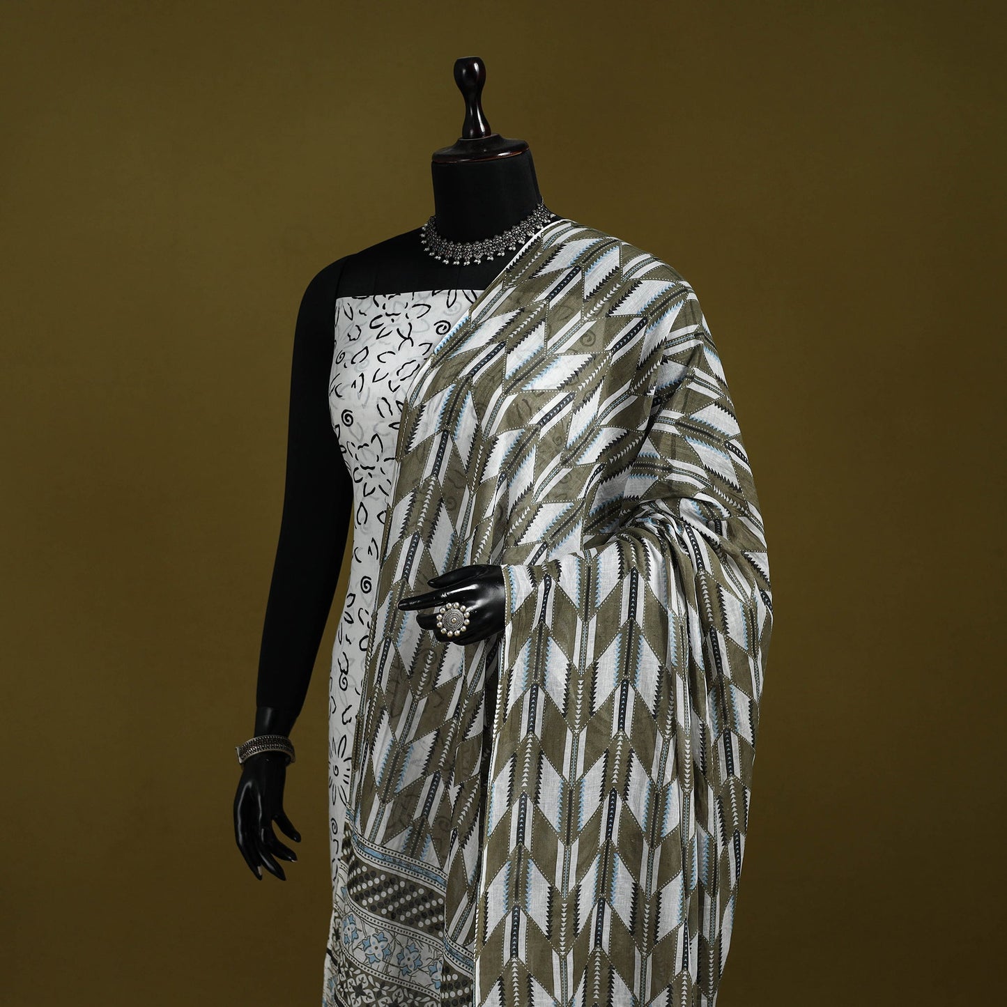 Cotton jaipur printed dupatta 97 - handcrafted