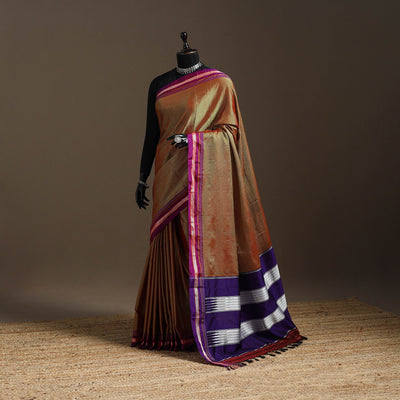 Cotton khun saree with chikki paras border 18 - handcrafted