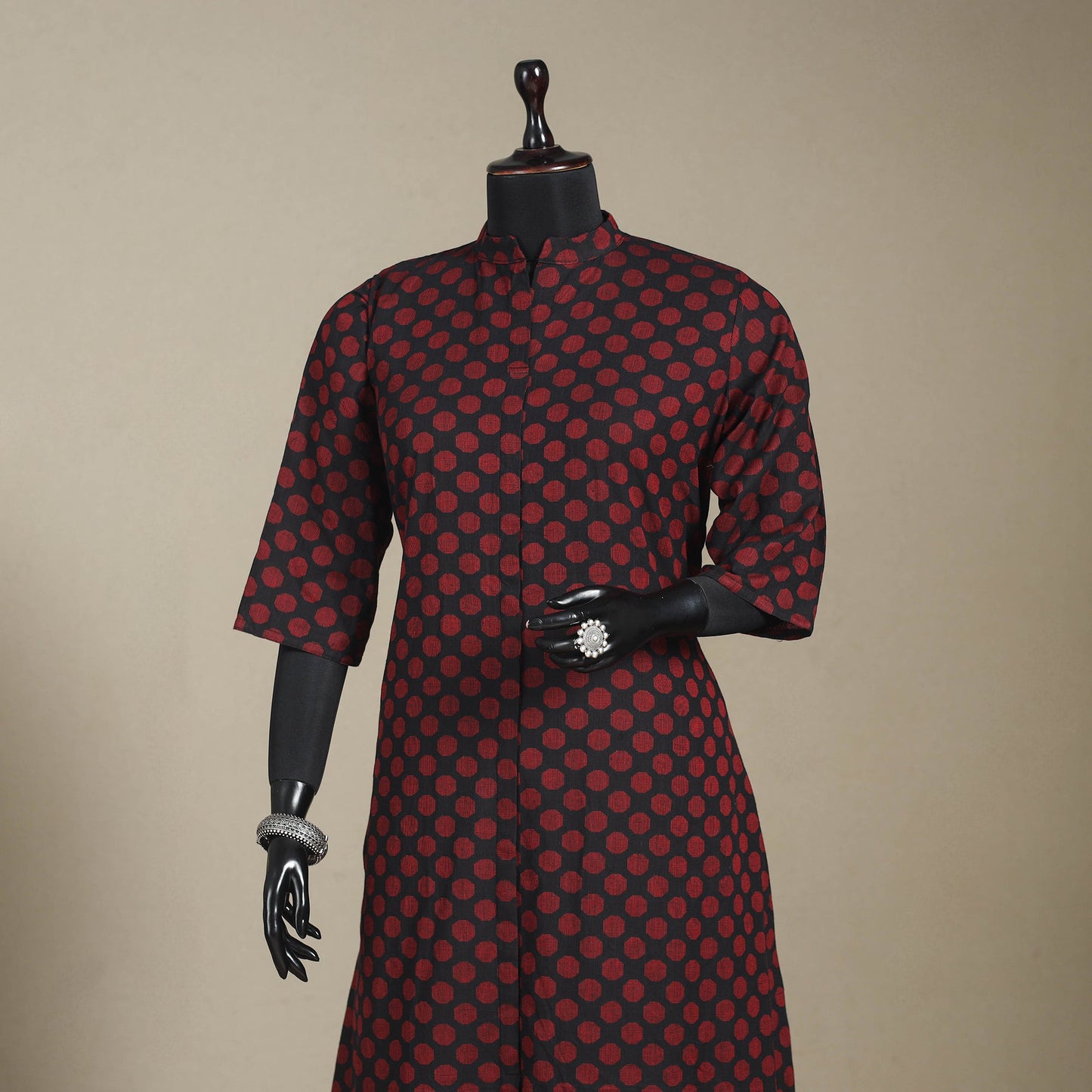 Cotton a-line jacquard kurta 05 - 2xl - handcrafted