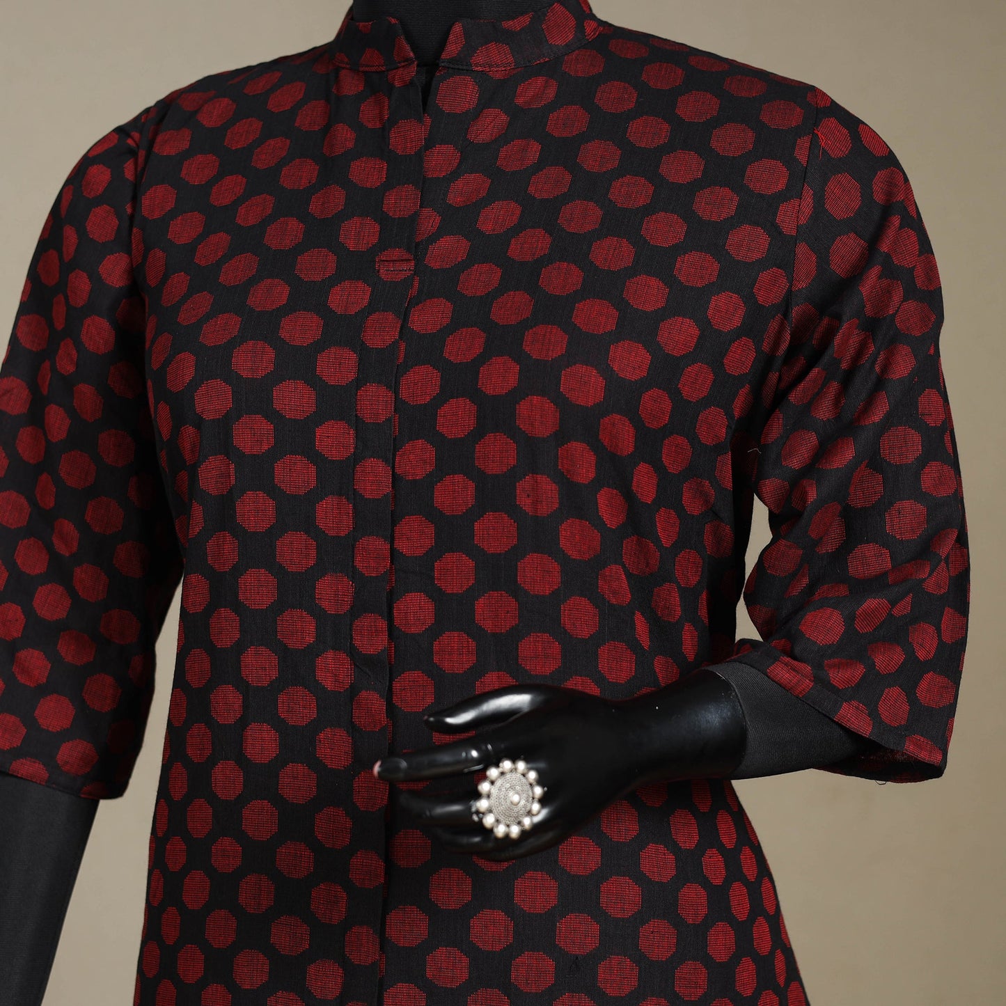 Cotton a-line jacquard kurta 05 - 2xl - handcrafted