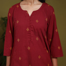 Cotton a-line jacquard kurta 07 - handcrafted