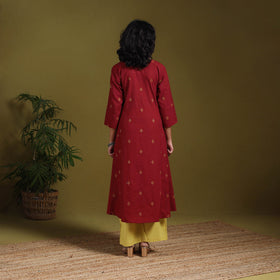 Cotton a-line jacquard kurta 07 - handcrafted