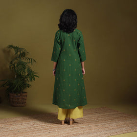 Cotton a-line jacquard kurta 10 - handcrafted